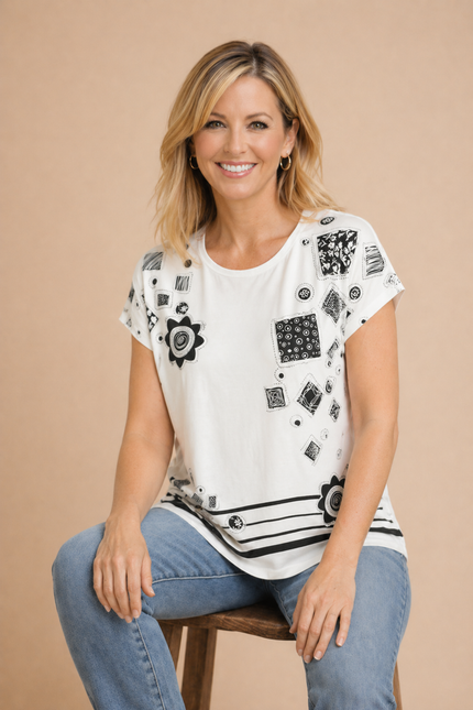 Top Print Round Neck