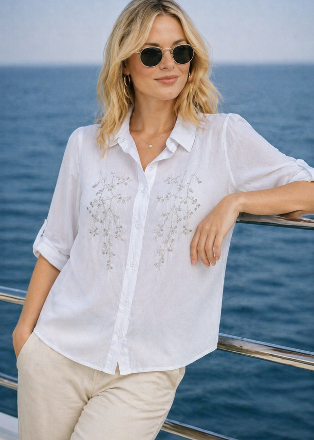 Blouse Embroidered  With Collar