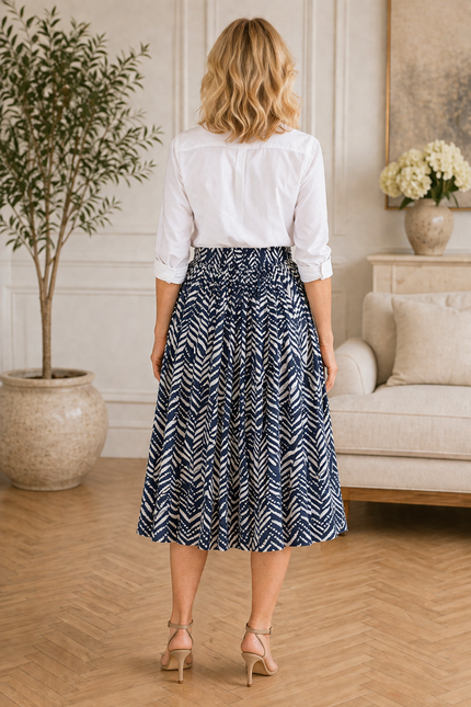 Skirt Printed Crinkle  With Elasticated