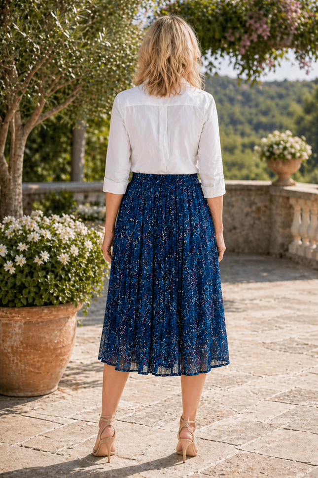 Skirt Speckle Print Crinkle  With Elastic
