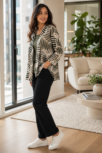 Mock Cardigan olive with 3/4 sleeve