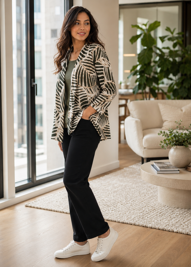 Mock Cardigan olive with 3/4 sleeve