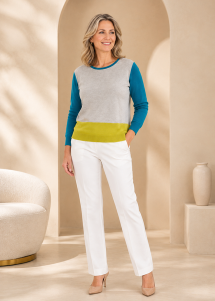 Jumper colour block round neck