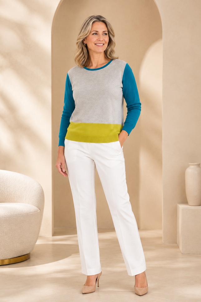 Jumper colour block round neck