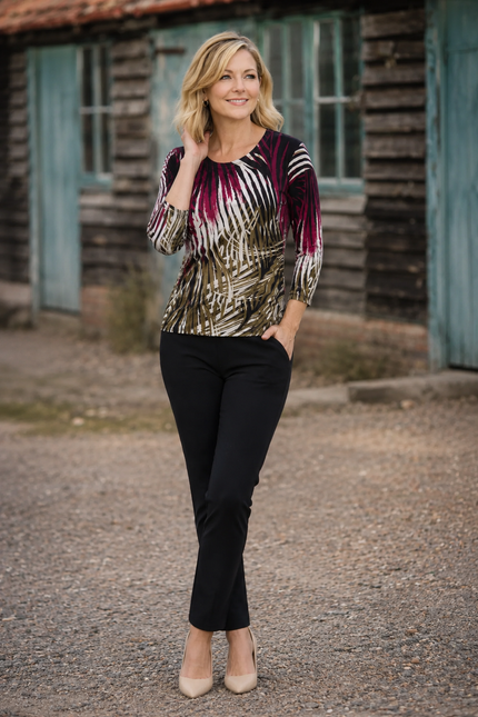 Jumper abstract print round neck 3/4 sleeve