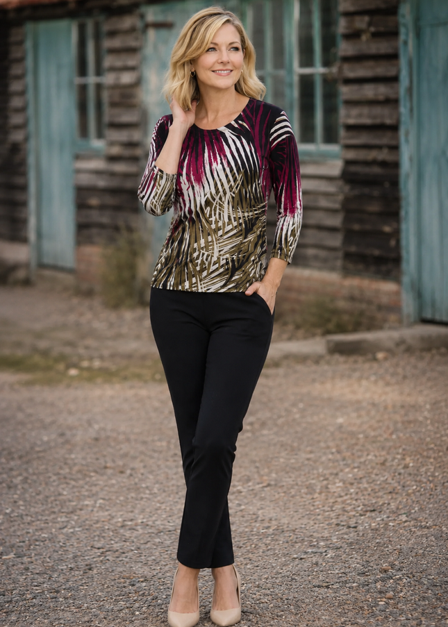 Jumper abstract print round neck 3/4 sleeve