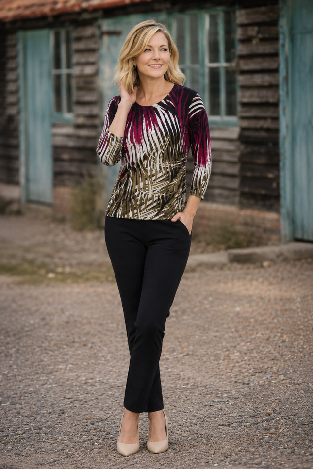Jumper abstract print round neck 3/4 sleeve