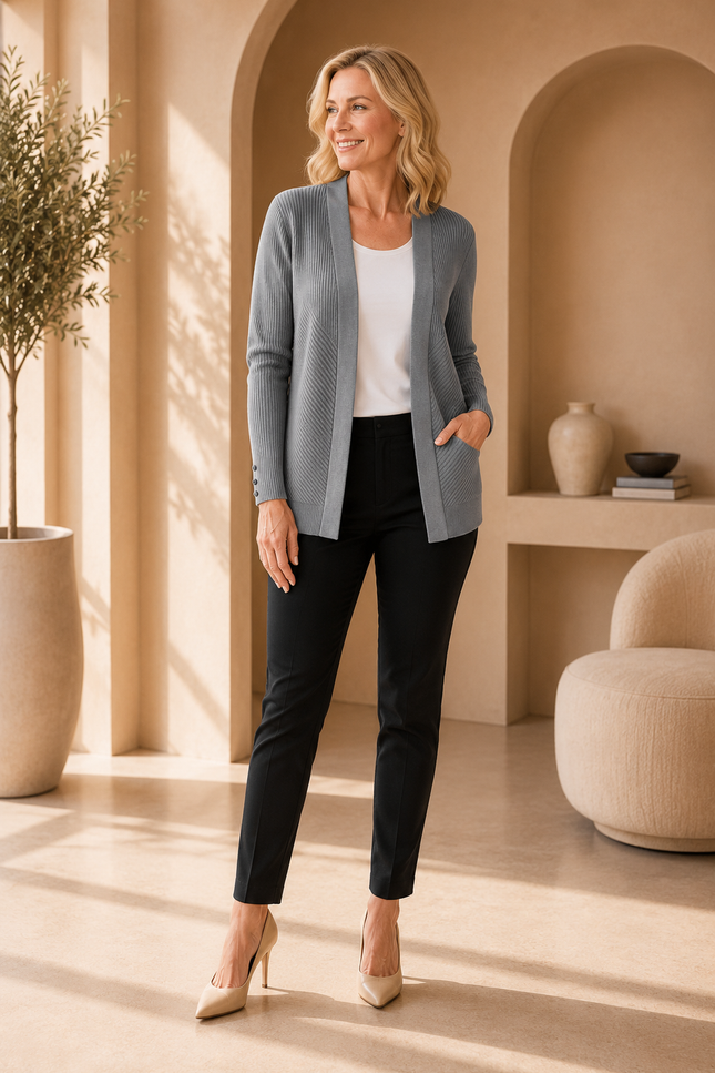 Cardigan edge to edge long sleeve