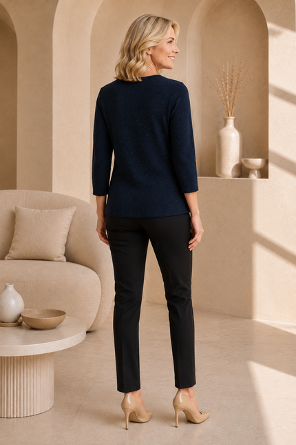 Jumper block pattern popcorn 3/4 sleeve