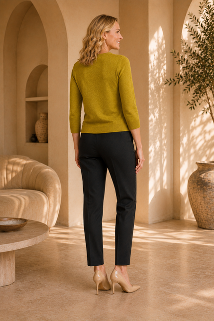 Jumper block pattern round neck 3/4 sleeve