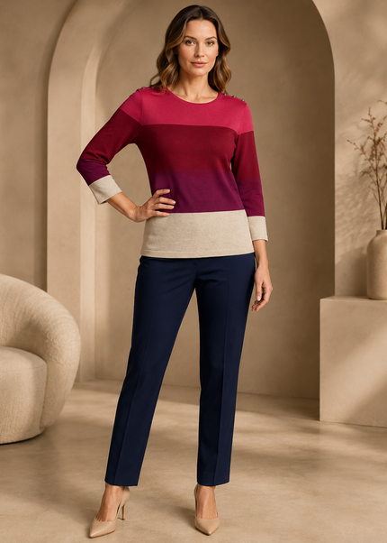 Jumper wine colour block 3/4 sleeve