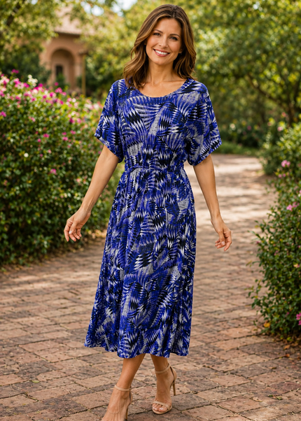 Dress Abstract Print  Round Neck Dress