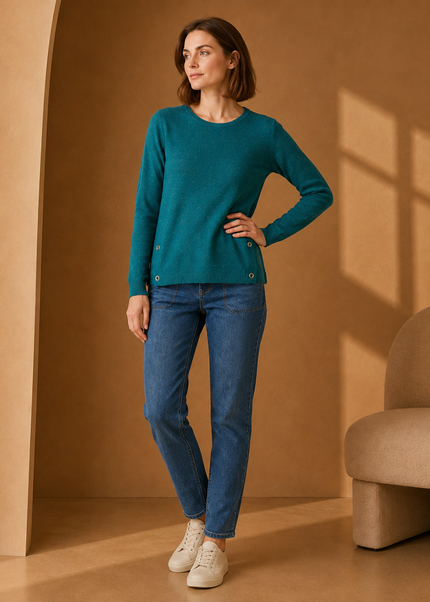 Jumper jade speckle with button detail