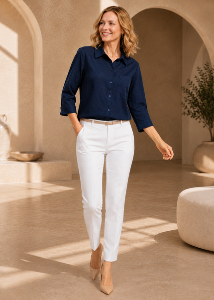 Blouse with collar and pocket 3/4 sleeve