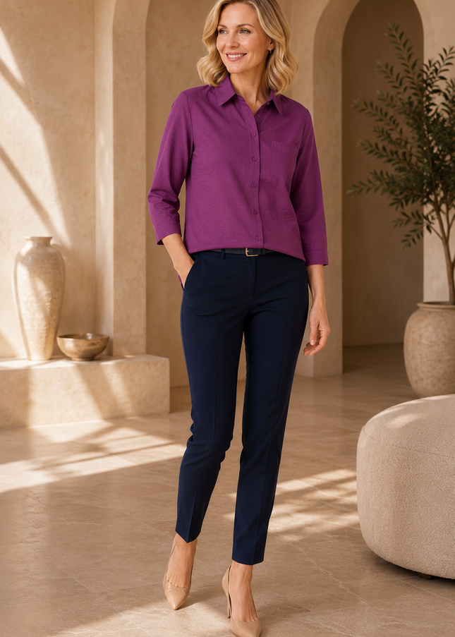 Blouse with collar and pocket 3/4 sleeve