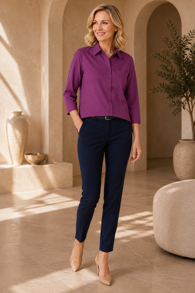 Blouse with collar and pocket 3/4 sleeve