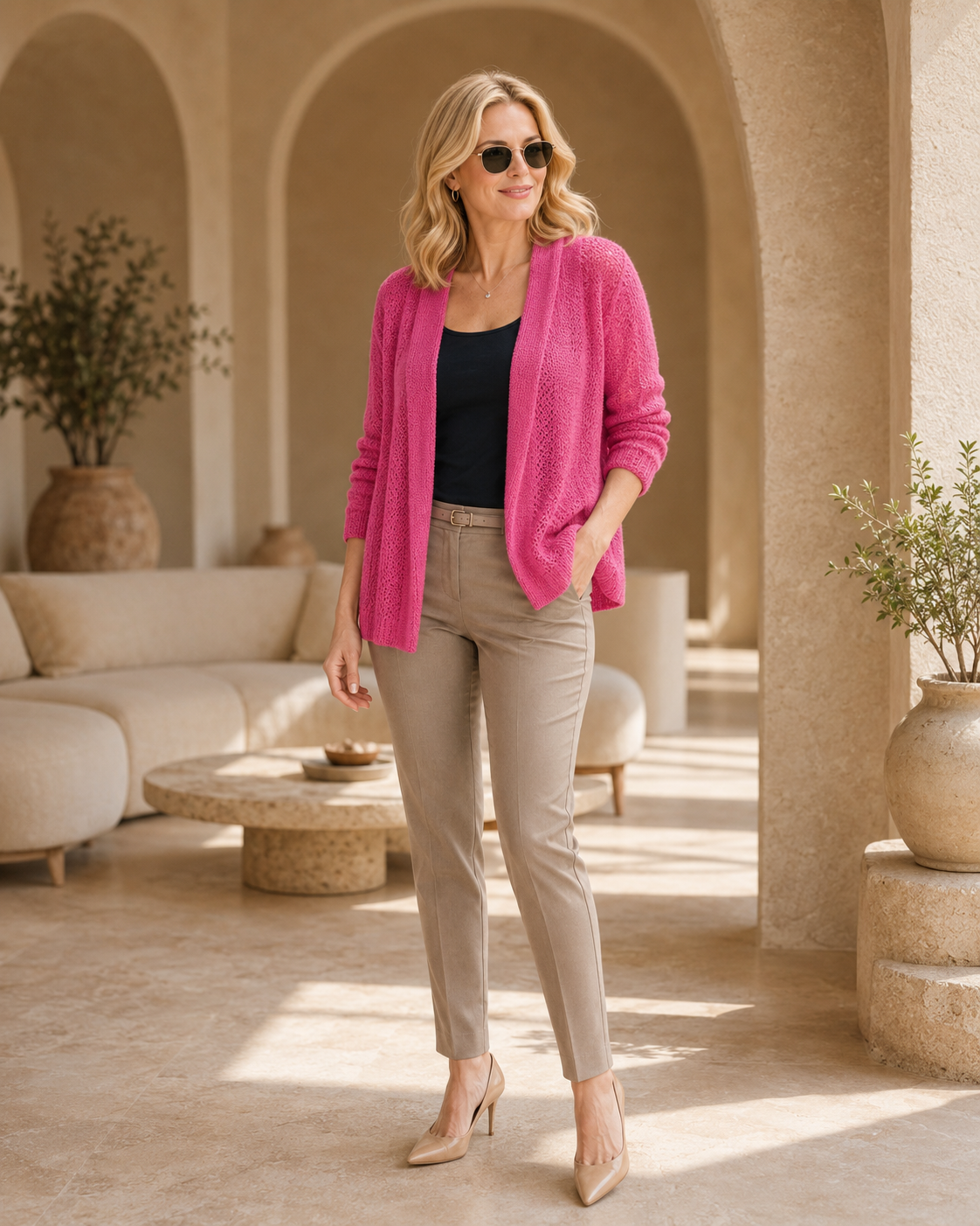 Lacy Pattern Edge to Edge Shrug with 3/4 Sleeve