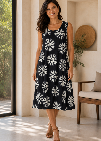 Dress Flower Print Sleeveless Umbrella