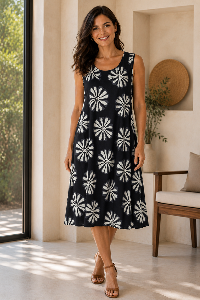 Dress Flower Print Sleeveless Umbrella