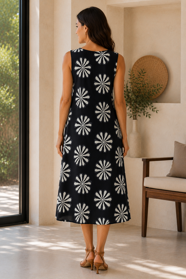 Dress Flower Print Sleeveless Umbrella