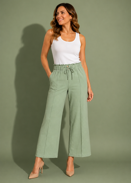 Trouser airflow wide leg 29 inch with elastic waist