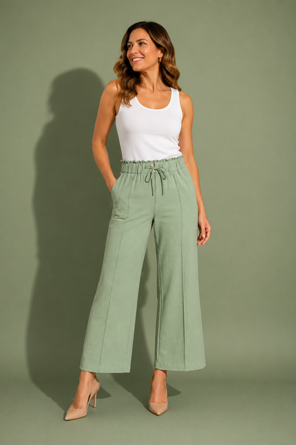 Trouser airflow wide leg 29 inch with elastic waist