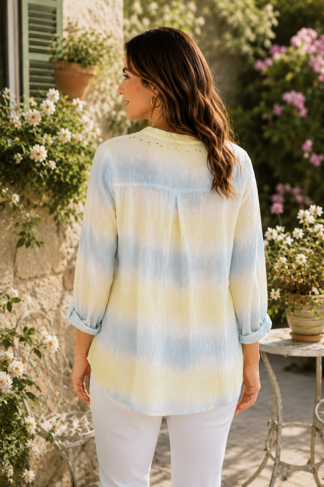 Blouse tie dye pocket 3/4 sleeve