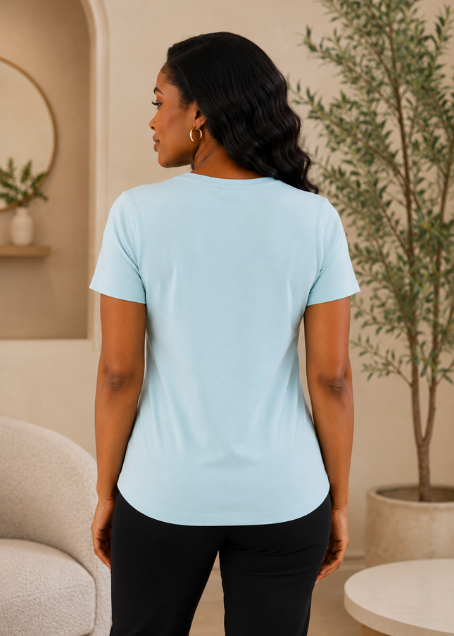 T Shirt butterfly print round neck short sleeve
