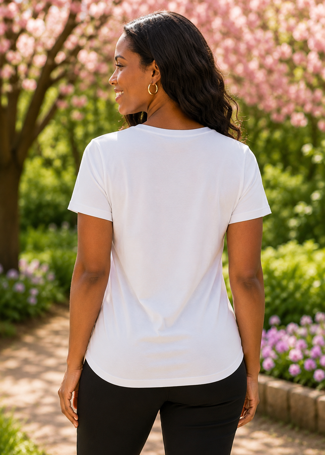 T Shirt dragonfly print round neck short sleeve.