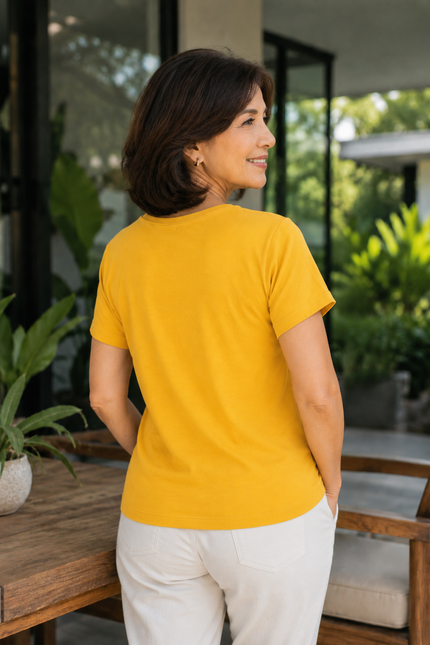 Top print round neck