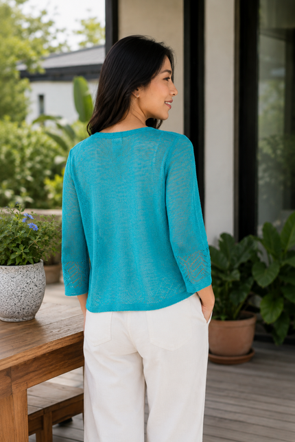 Shrug border pattern 3/4 sleeve