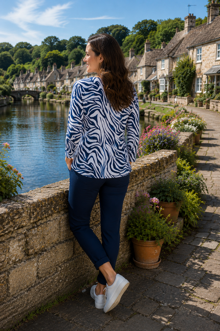 Top animal print 3/4 sleeve