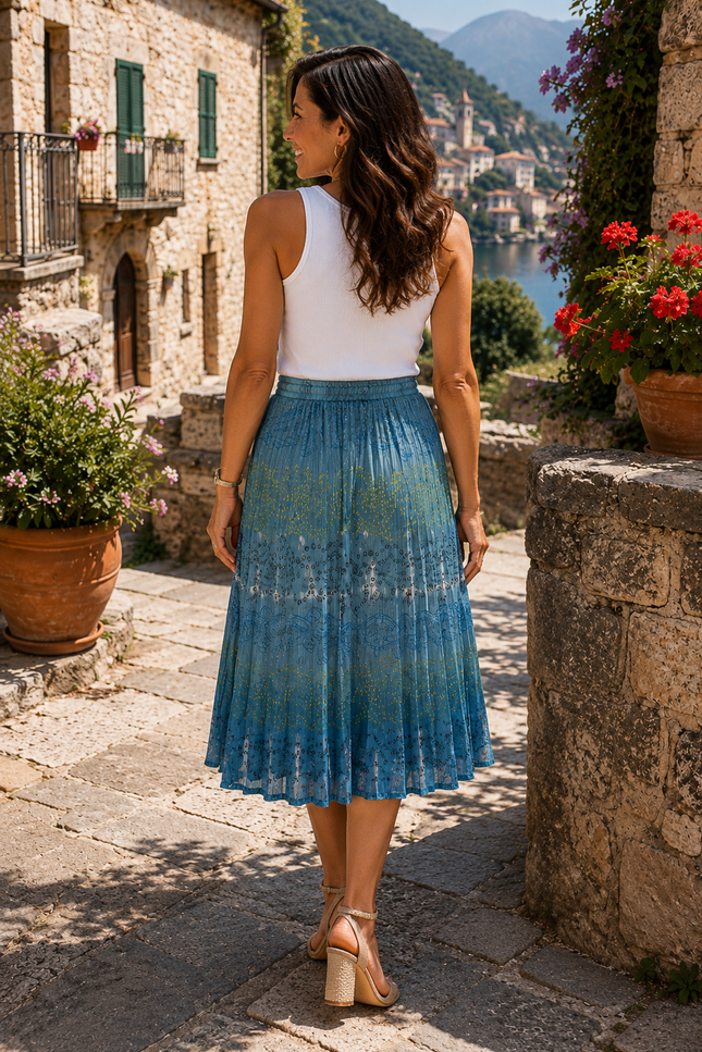 Skirt Tie Dye Print  With Elasticated