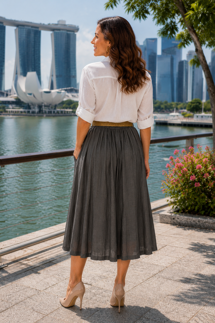 Skirt Crinkle Fabric Panelled