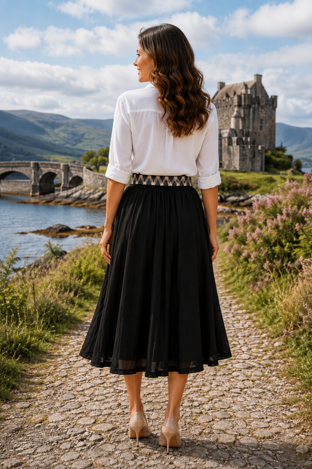 Skirt Crinkle Fabric Panelled