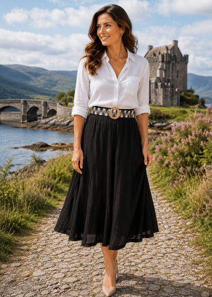 Skirt Crinkle Fabric Panelled