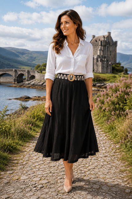 Skirt Crinkle Fabric Panelled