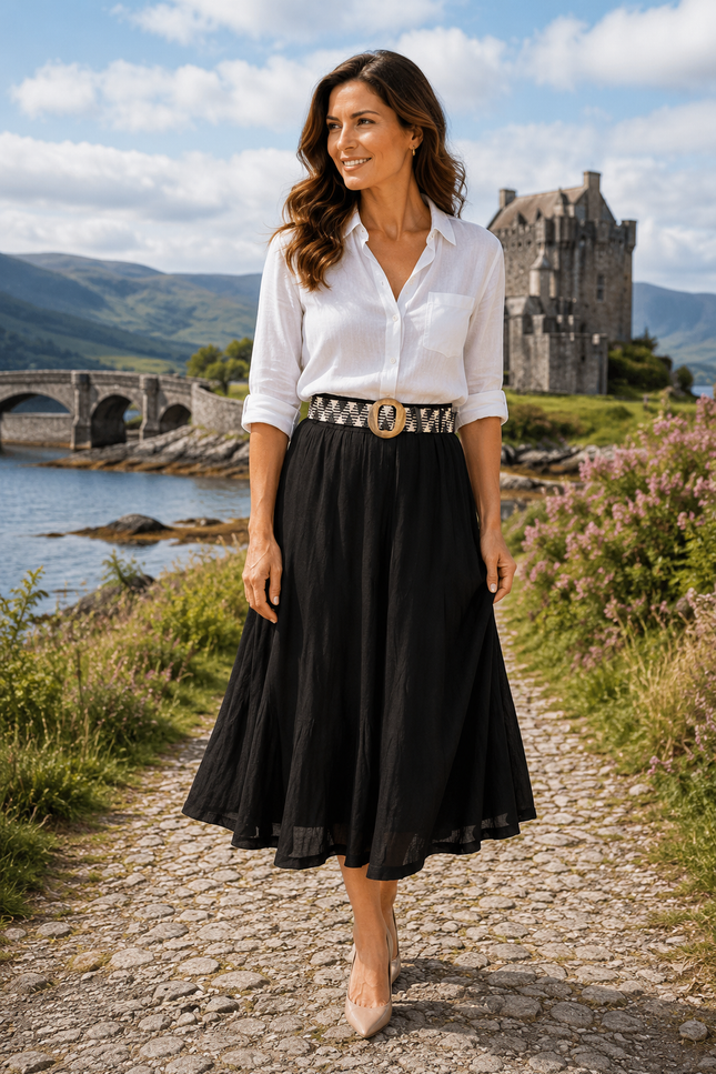 Skirt Crinkle Fabric Panelled