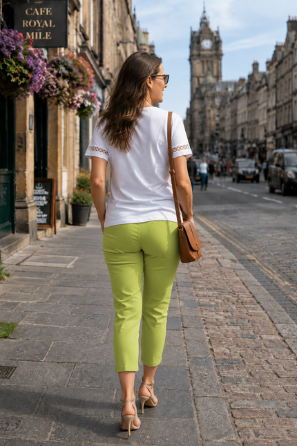 T shirt bold flower print lace detail