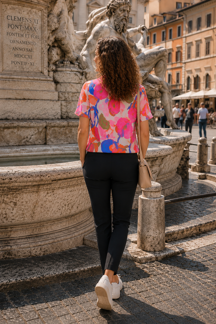 Top multi print burnout pleated design