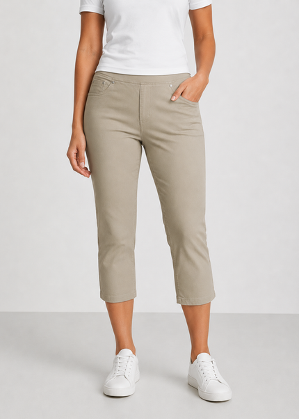 Crop trouser 22 inch stretch Taupe