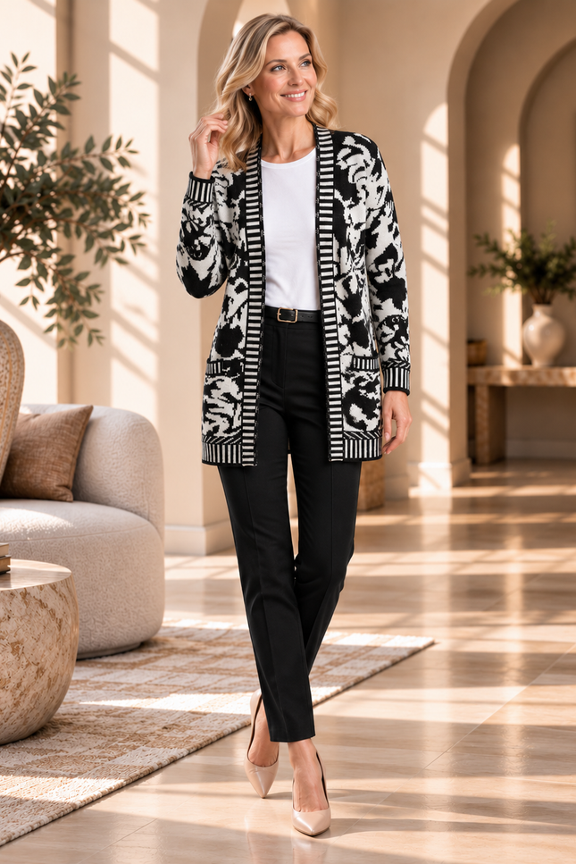 Cardigan abstract pattern edge to edge