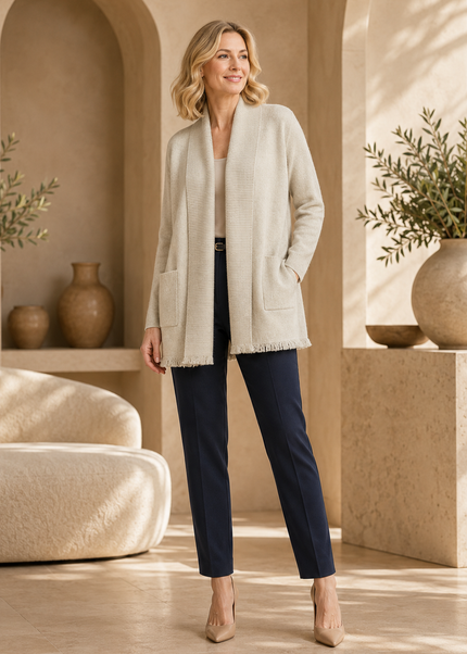 Cardigan with pockets and edge detail long sleeve