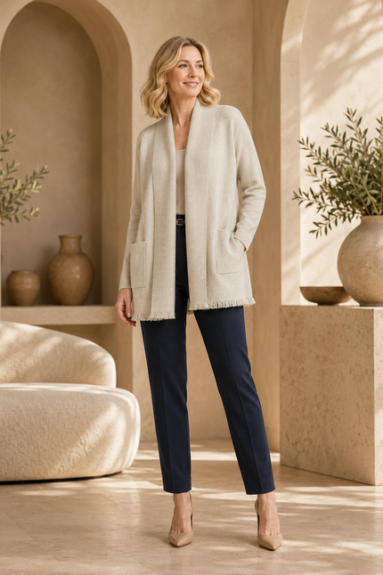 Cardigan with pockets and edge detail long sleeve
