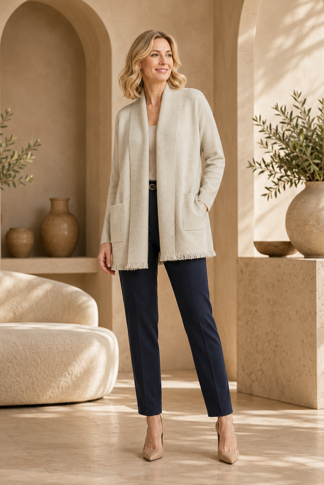 Cardigan with pockets and edge detail long sleeve