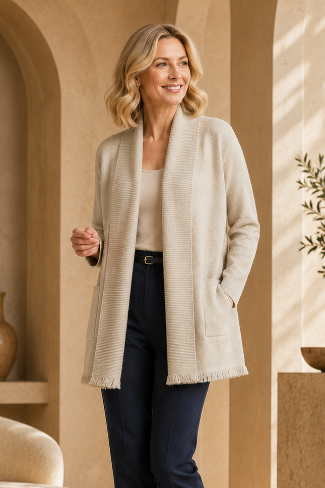 Cardigan with pockets and edge detail long sleeve