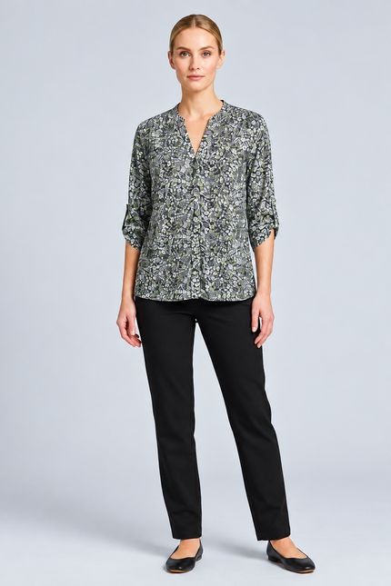 Blouse ditsy swirl print with 3/4 sleeve