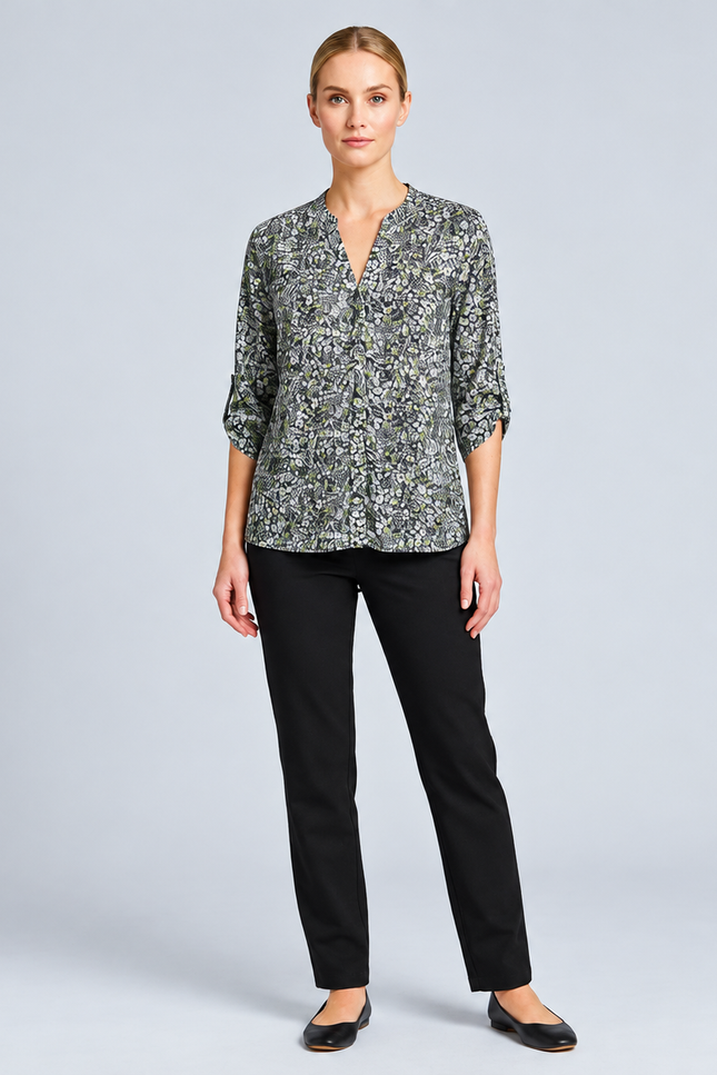 Blouse ditsy swirl print with 3/4 sleeve