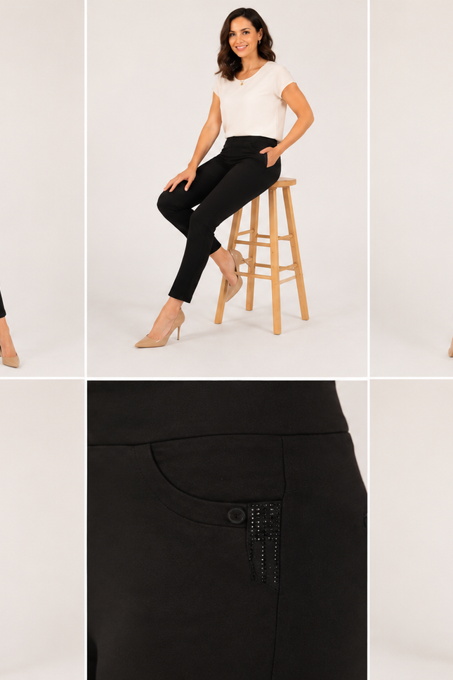 Trouser 27 inch hotfix detail elasticated