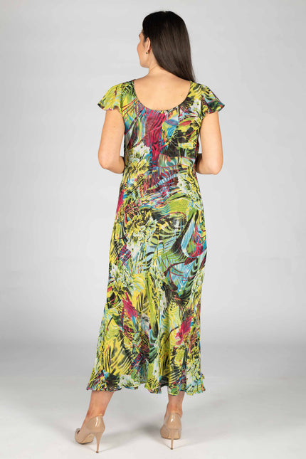 Reversible dress green multi cap sleeve